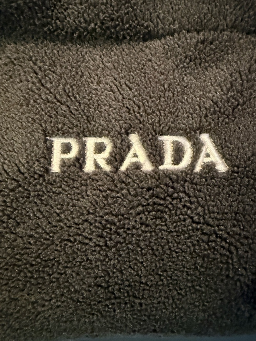 Prada Black Fleece Tote Bag with White Embroidered Logo - Picture 2 of 6